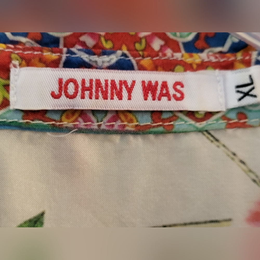 Johnny Was Multicolor Jaffa Silk Button Down Blouse - Size XL* - Picture 4 of 7